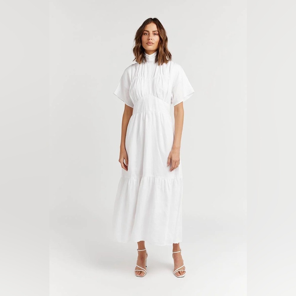 NWT Dissh Elise White Linen Midi Dress